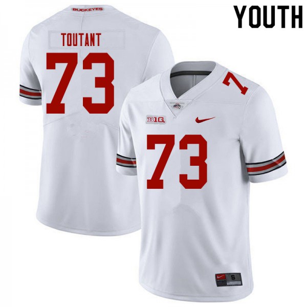 Ohio State Buckeyes #73 Grant Toutant Youth Stitch Jersey White